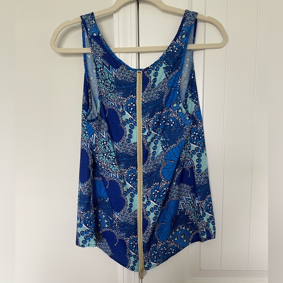 Macbeth Collection Margaret Josephs • Blue Tank Top • Gold Zipper Back • Silky - Picture 4 of 11